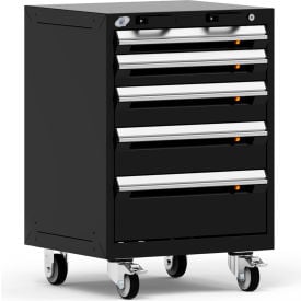 Rousseau Metal® R5BCD-3053KD-091 Heavy Duty Modular Mobile Cabinet 5 Drawers Black R5BCD-3053KD-091