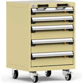 Rousseau Metal® R5BCD-3055KD-041 Heavy Duty Modular Mobile Cabinet 5 Drawers Beige R5BCD-3055KD-041