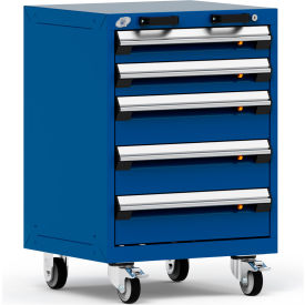 Rousseau Metal® R5BCD-3055KD-055 Heavy Duty Modular Mobile Cabinet 5 Drawers Avalanche Blue R5BCD-3055KD-055