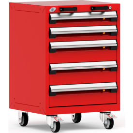 Rousseau Metal® R5BCD-3055KD-081 Heavy Duty Modular Mobile Cabinet 5 Drawers Red R5BCD-3055KD-081