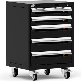 Rousseau Metal® R5BCD-3055KD-091 Heavy Duty Modular Mobile Cabinet 5 Drawers Black R5BCD-3055KD-091
