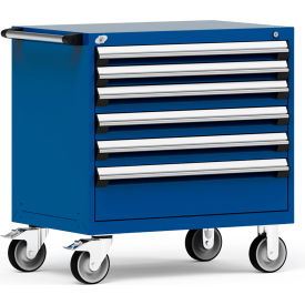 Rousseau Metal® R5BEE-3001KD-055 Heavy Duty Modular Mobile Cabinet 6 Drawers Avalanche Blue R5BEE-3001KD-055