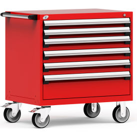 Rousseau Metal® R5BEE-3001KD-081 Heavy Duty Modular Mobile Cabinet 6 Drawers Red R5BEE-3001KD-081