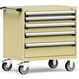 Rousseau Metal® R5BEE-3003KD-041 Heavy Duty Modular Mobile Cabinet 5 Drawers Beige R5BEE-3003KD-041