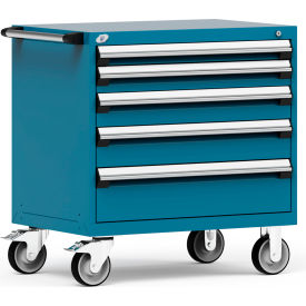 Rousseau Metal® R5BEE-3003KD-051 Heavy Duty Modular Mobile Cabinet 5 Drawers Everest Blue R5BEE-3003KD-051