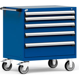 Rousseau Metal® R5BEE-3003KD-055 Heavy Duty Modular Mobile Cabinet 5 Drawers Avalanche Blue R5BEE-3003KD-055
