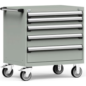 Rousseau Metal® R5BEE-3003KD-071 Heavy Duty Modular Mobile Cabinet 5 Drawers Light Gray R5BEE-3003KD-071
