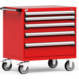 Rousseau Metal® R5BEE-3003KD-081 Heavy Duty Modular Mobile Cabinet 5 Drawers Red R5BEE-3003KD-081
