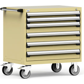 Rousseau Metal® R5BEE-3007KD-041 Heavy Duty Modular Mobile Cabinet 6 Drawers Beige R5BEE-3007KD-041