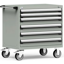 Rousseau Metal® R5BEE-3007KD-071 Heavy Duty Modular Mobile Cabinet 6 Drawers Light Gray R5BEE-3007KD-071