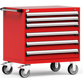 Rousseau Metal® R5BEE-3007KD-081 Heavy Duty Modular Mobile Cabinet 6 Drawers Red R5BEE-3007KD-081