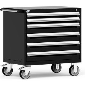Rousseau Metal® R5BEE-3007KD-091 Heavy Duty Modular Mobile Cabinet 6 Drawers Black R5BEE-3007KD-091
