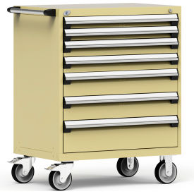 Rousseau Metal® R5BEE-3801KD-041 Heavy Duty Modular Mobile Cabinet 7 Drawers Beige R5BEE-3801KD-041
