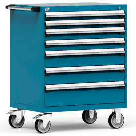 Rousseau Metal® R5BEE-3801KD-051 Heavy Duty Modular Mobile Cabinet 7 Drawers Everest Blue R5BEE-3801KD-051