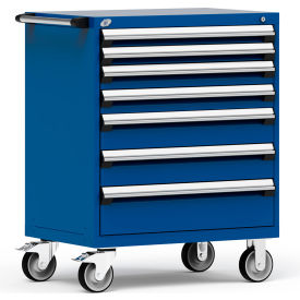 Rousseau Metal® R5BEE-3801KD-055 Heavy Duty Modular Mobile Cabinet 7 Drawers Avalanche Blue R5BEE-3801KD-055