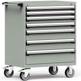 Rousseau Metal® R5BEE-3801KD-071 Heavy Duty Modular Mobile Cabinet 7 Drawers Light Gray R5BEE-3801KD-071