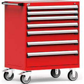 Rousseau Metal® R5BEE-3801KD-081 Heavy Duty Modular Mobile Cabinet 7 Drawers Red R5BEE-3801KD-081