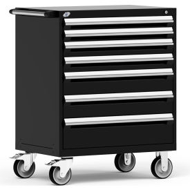Rousseau Metal® R5BEE-3801KD-091 Heavy Duty Modular Mobile Cabinet 7 Drawers Black R5BEE-3801KD-091