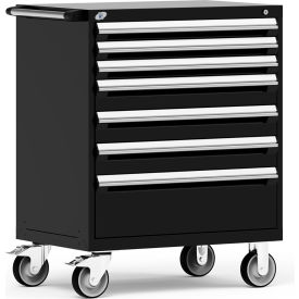 Rousseau Metal® R5BEE-3803KD-091 Heavy Duty Modular Mobile Cabinet 7 Drawers Black R5BEE-3803KD-091