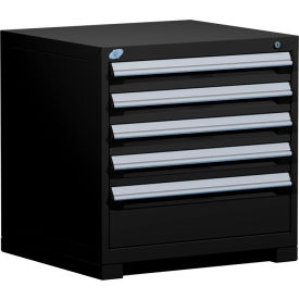 Rousseau Metal® R5ADD-2805KD-091 Heavy Duty Modular Cabinet 5 Drawers Black R5ADD-2805KD-091