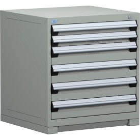 Rousseau Modular Storage Drawer Cabinet 30x27x32 6 Drawers (2 Sizes) w/o Divider w/Lock Gray R5PDG-3008KD-71