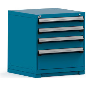 Rousseau Modular Storage Drawer Cabinet 30x27x32 4 Drawers (3 Sizes) w/o Divider w/Lock Blue R5PDG-3014KD-51