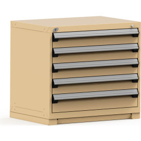 Rousseau Modular Storage Drawer Cabinet 36x24x32 5 Drawers (2 Sizes) w/o Divider w/Lock Beige R5PEE-3004KD-41