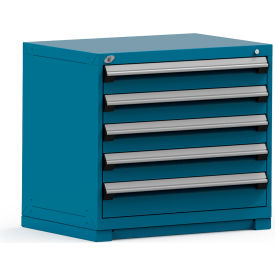 Rousseau Modular Storage Drawer Cabinet 36x24x32 5 Drawers (2 Sizes) w/o Divider w/Lock Blue R5PEE-3004KD-51