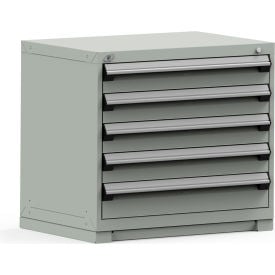 Rousseau Modular Storage Drawer Cabinet 36x24x32 5 Drawers (2 Sizes) w/o Divider w/Lock Gray R5PEE-3004KD-71