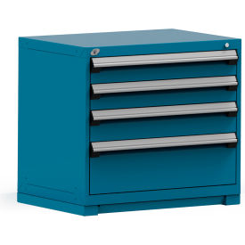 Rousseau Modular Storage Drawer Cabinet 36x24x32 4 Drawers (3 Sizes) w/o Divider w/Lock Blue R5PEE-3014KD-51