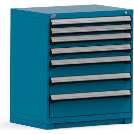 Rousseau Modular Storage Drawer Cabinet 36x24x40 7 Drawers (4 Sizes) w/o Divider w/Lock Blue R5PEE-3804KD-51