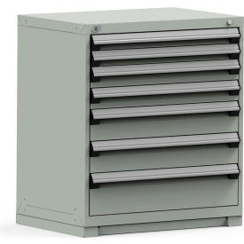 Rousseau Modular Storage Drawer Cabinet 36x24x40 7 Drawers (4 Sizes) w/o Divider w/Lock Gray R5PEE-3804KD-71