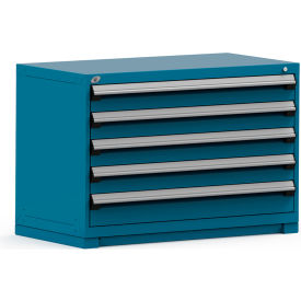 Rousseau Modular Storage Drawer Cabinet 48x24x32 5 Drawers (2 Sizes) w/o Divider w/Lock Blue R5PHE-3004KD-51