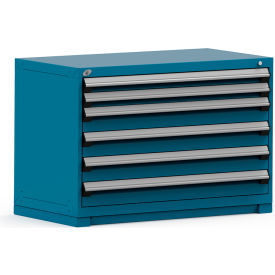Rousseau Modular Storage Drawer Cabinet 48x24x32 6 Drawers (2 Sizes) w/o Divider w/Lock Blue R5PHE-3008KD-51