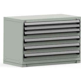 Rousseau Modular Storage Drawer Cabinet 48x24x32 6 Drawers (2 Sizes) w/o Divider w/Lock Gray R5PHE-3008KD-71