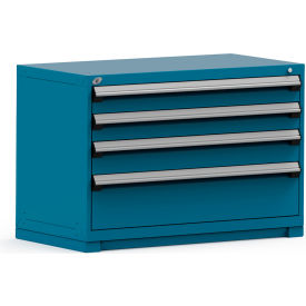 Rousseau Modular Storage Drawer Cabinet 48x24x32 4 Drawers (3 Sizes) w/o Divider w/Lock Blue R5PHE-3014KD-51