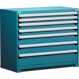 Rousseau Modular Storage Drawer Cabinet 48x24x40 7 Drawers (4 Sizes) w/o Divider w/Lock Blue R5PHE-3804KD-51