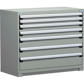 Rousseau Modular Storage Drawer Cabinet 48x24x40 7 Drawers (4 Sizes) w/o Divider w/Lock Gray R5PHE-3804KD-71