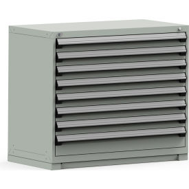 Rousseau Modular Storage Drawer Cabinet 48x24x40 8 Drawers (2 Sizes) w/o Divider w/Lock Gray R5PHE-3806KD-71