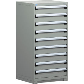 Rousseau Metal Modular Storage Drawer Cabinet 30x27x60 9 Drawers (1 Size) w/o Divider w/Lock Gray R5PDG-5820KD-71