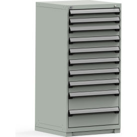 Rousseau Modular Storage Drawer Cabinet 30x27x60 10 Drawers (3 Sizes) w/o Divider w/Lock Gray R5PDG-5822KD-71