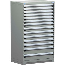 Rousseau Modular Storage Drawer Cabinet 30x27x60 14 Drawers (3 Sizes) w/o Divider w/Lock Gray R5PDG-5826KD-71