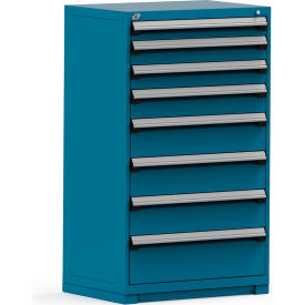 Rousseau Modular Storage Drawer Cabinet 36x24x60 8 Drawers (5 Sizes) w/o Divider w/Lock Blue R5PEE-5818KD-51