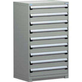 Rousseau Metal Modular Storage Drawer Cabinet 36x24x60 9 Drawers (1 Size) w/o Divider w/Lock Gray R5PEE-5820KD-71
