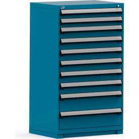 Rousseau Modular Storage Drawer Cabinet 36x24x60 10 Drawers (3 Sizes) w/o Divider w/Lock Blue R5PEE-5822KD-51