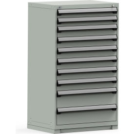 Rousseau Modular Storage Drawer Cabinet 36x24x60 10 Drawers (3 Sizes) w/o Divider w/Lock Gray R5PEE-5822KD-71