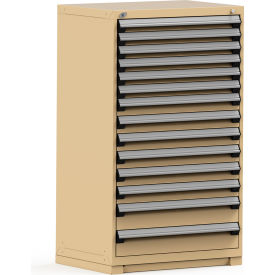 Rousseau Modular Storage Drawer Cabinet 36x24x60 14 Drawers (3 Sizes) w/o Divider w/Lock Beige R5PEE-5826KD-41