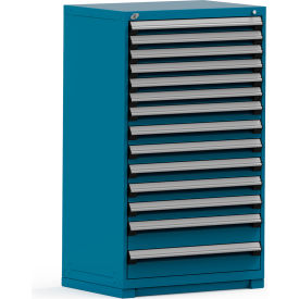 Rousseau Modular Storage Drawer Cabinet 36x24x60 14 Drawers (3 Sizes) w/o Divider w/Lock Blue R5PEE-5826KD-51