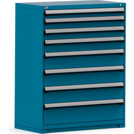 Rousseau Modular Storage Drawer Cabinet 48x24x60 8 Drawers (5 Sizes) w/o Divider w/Lock Blue R5PHE-5818KD-51