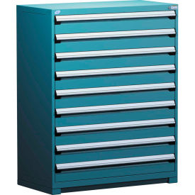 Rousseau Metal Modular Storage Drawer Cabinet 48x24x60 9 Drawers (1 Size) w/o Divider w/Lock Blue R5PHE-5820KD-51